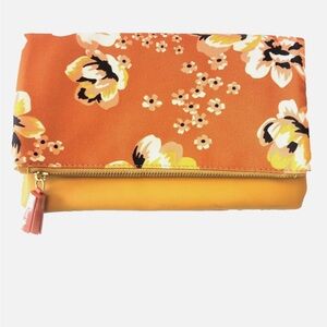 NWOT Rachel Pally Canvas & Faux Leather Reversible Clutch Bag Tablet Sleeve